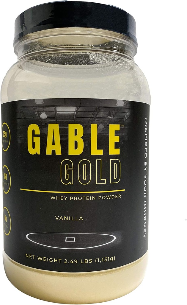 Silver Star Nutrition, Gable Gold Vanilla Whey Protein Powder + MCT Öljy ja inuliini, ei lisättyä sokeria, 25 g proteiinia/annos, 30 tarjoilua, 2,49 Lbs