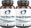 Designs for Health Multivitamiini + D/K-vitamiini täydentää Bundle - kaksi kertaa päivässä useita (60 kapselia) D-vitamiinia (60 kapselia) 5000 IU D3-vitamiinia