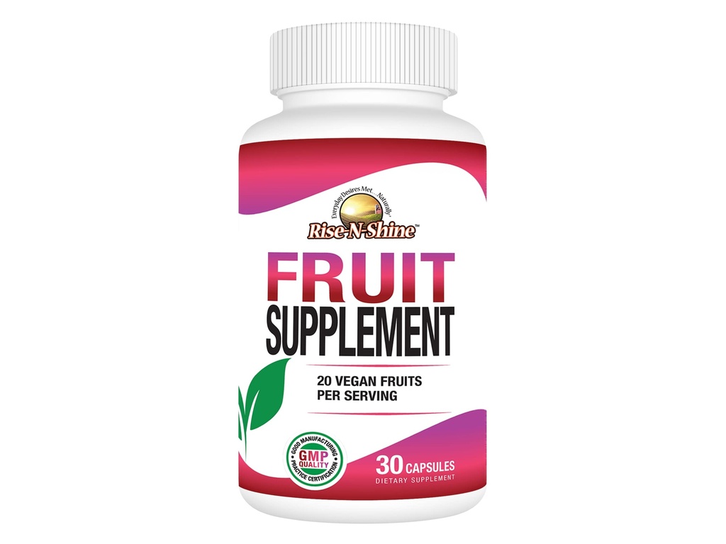 Rise-N-Shine Fruit Supplement med 20 Fruit Blend - Energy Vitamins for Women and Men 30 Day Supply (30 kapslar)