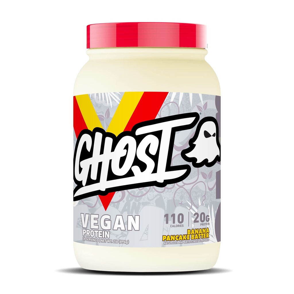 GHOST Vegan Protein Powder, Banana Pancake Batter - 2lb, 20g Protein - Plant-Based Pea & Organic Pumpkin Protein - Post Workout & Nutrition Shakes, Smoothies, & Baking - Soy & Gluten-Free