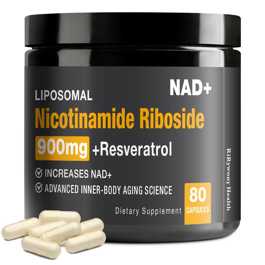 NAD-lisäaine - NAD+, jossa on Nikotinamidi Ribosidi (NR) ja Resveratrol Quercetin 900 mg Pure Organic NAD Plus Cellular Repair Healthy Aging Brain -toimintoon, 80 kapselia