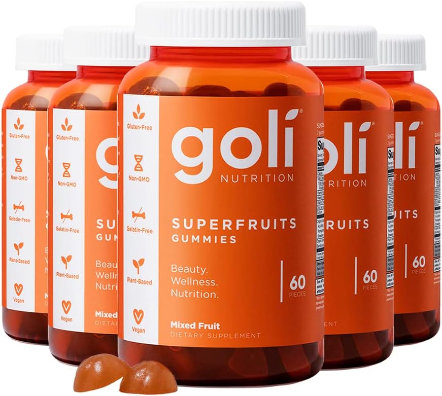 Goli Nutritional SuperFruits Beauty Gummy-vitamiini - 300 Count - Collagen-Promoting Ingredients - Sekalaiset hedelmät, vegaaninen, kasvi-Baseed, ei-GMO, Gluteenittomat & liivate