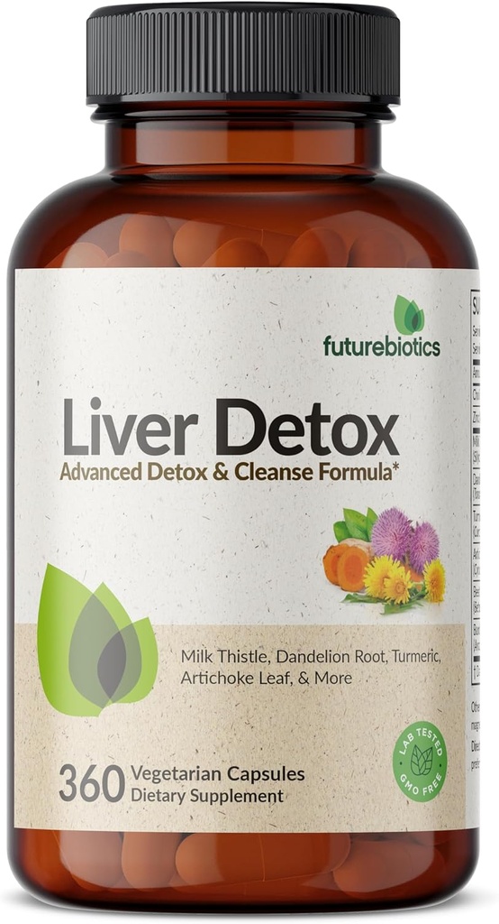 Futurebiootit Maksa Detox Advanced Detox & Cleanse Formula tukee tervettä maksan toimintaa maito Thistle, Voikukka juuri, Turmeerinen artisokka Leaf, & enemmän, ei-GMO, 360 kasvissyöjä kapselit