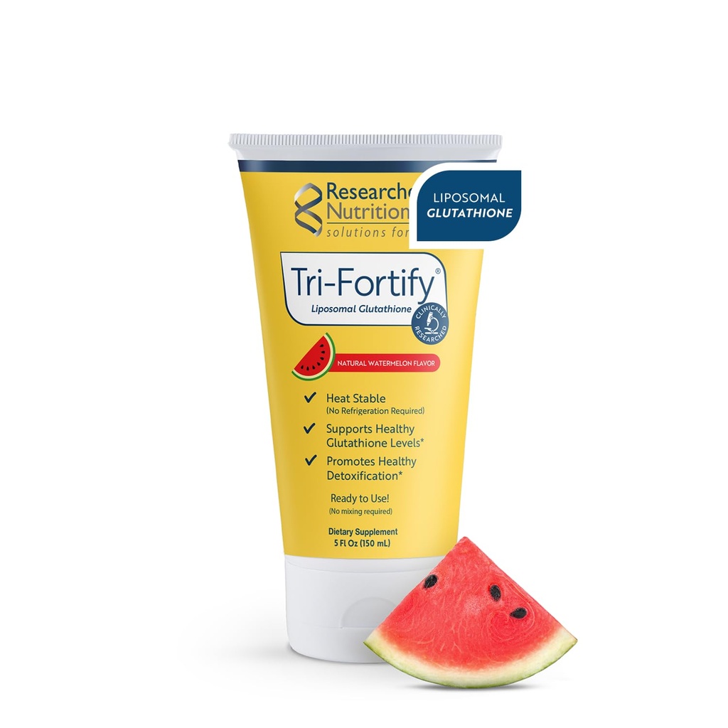 Tutkitut ravitsemuslääkkeet Liposomal Glutatione (450 mg) Liquid Gel + C-vitamiini - Tri-Fortify - Aid Natural Energy, Immuunituki & Detox - Kliinisesti tutkittu absorptio - Watermelon (5 Fl Oz)