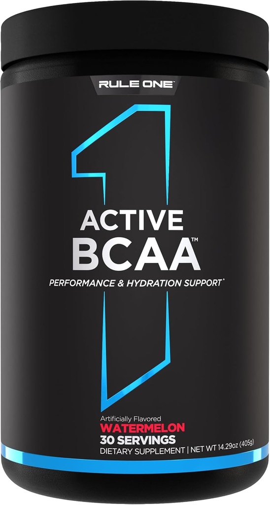 Sääntö 1 Active BCAA - Suorituskyky, nesteytys ja Recovery Support 5g BCAAs + Electrolytes, L-glutamiini, ja Sitrulli (30 tarjoilua, vesimeloni)