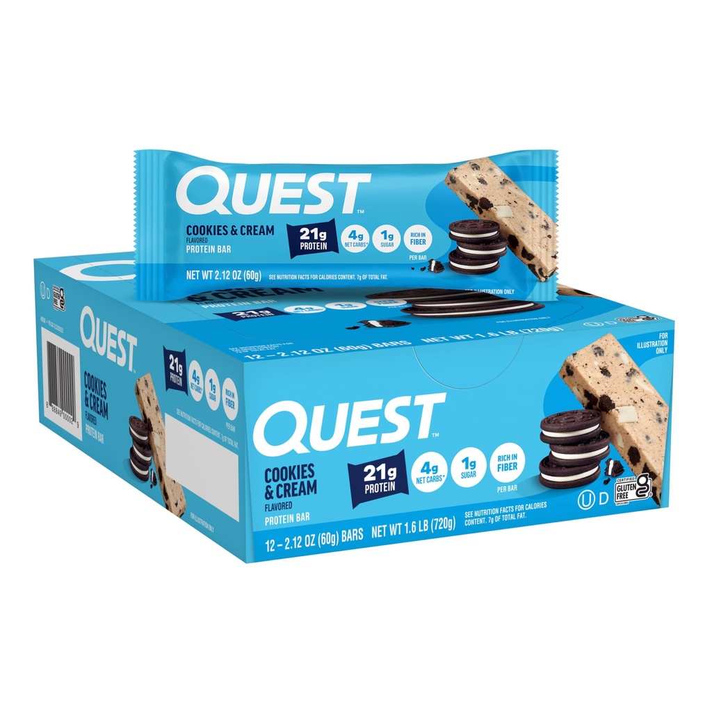 Quest Nutrition Evästeet ja kerma proteiinipatukat, 21g proteiinia, 1g sokeria, 4g Net Carb, gluteeniton, Keto Friendly, 12
