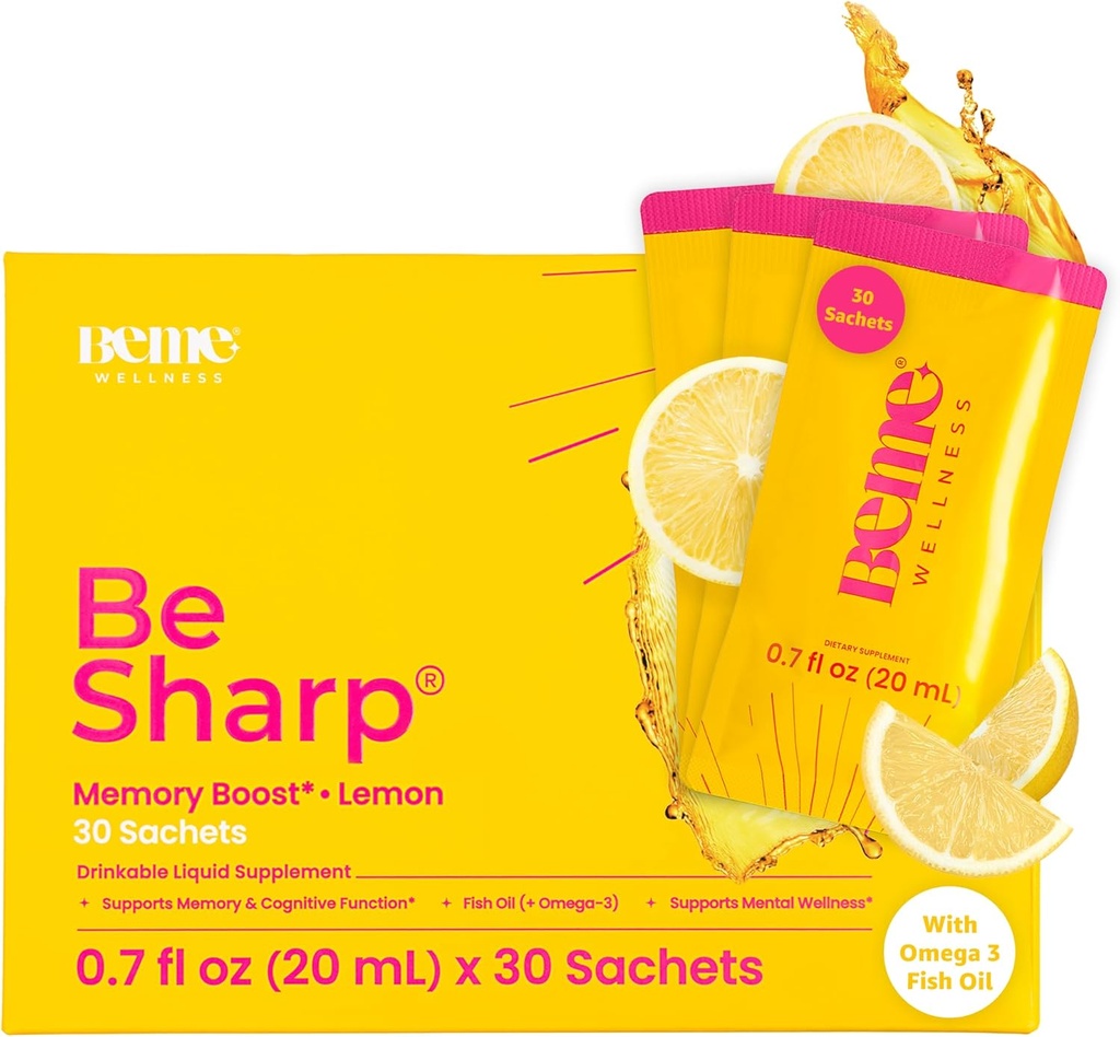 BeMe Liquid Omega 3 Fish Oil - Turmeric Curcumin, Lemon Balm Extract & Omega 3 Supplement för kvinnor - Patented EPAX® för snabb Absorption & hög biotillgänglighet - Stöder Memory & Brain Health