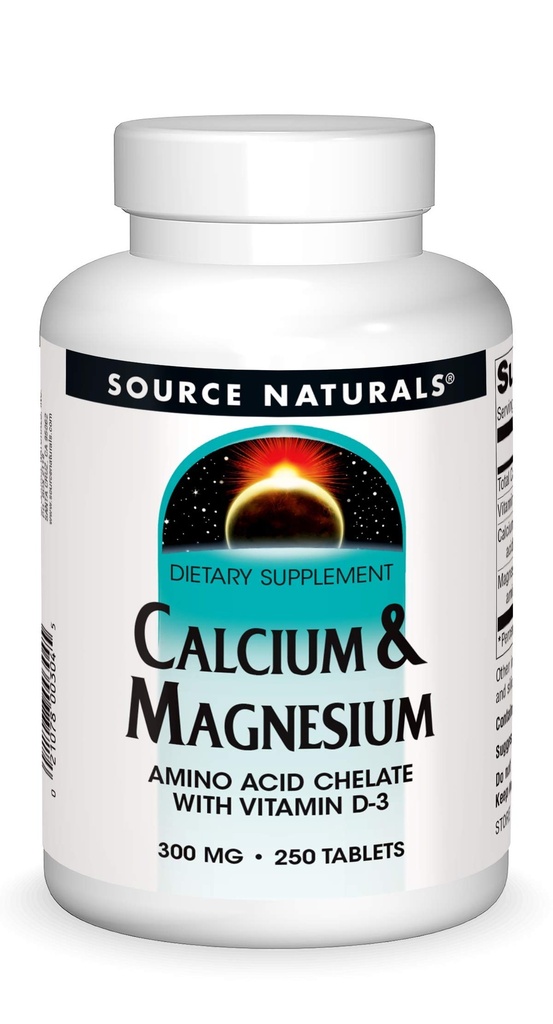 Lähde Naturals Kalsium & Magnesium, Aminohappokompleksi D-3, 300 MG - 250 tablettia
