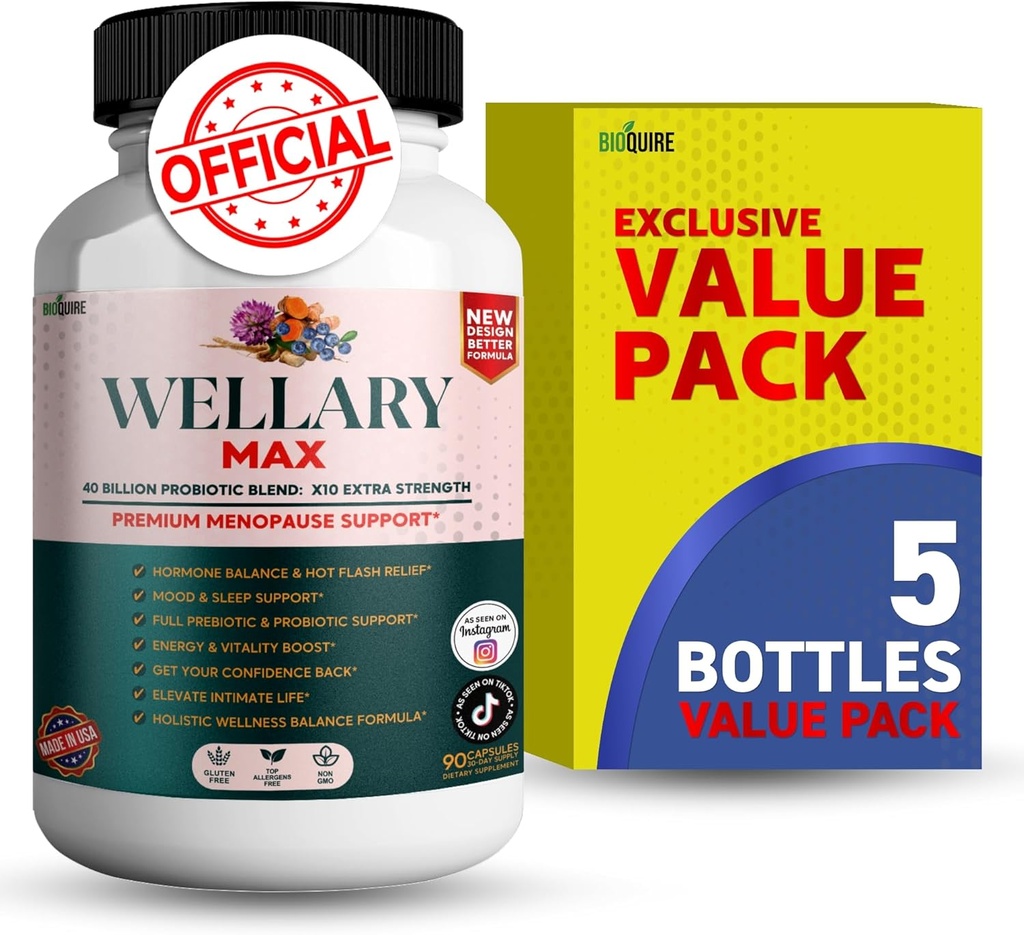 Wellary Max Menopause Support Supplement, 40 miljardia PMY Probiootti Blend, 90 kapselia (5)