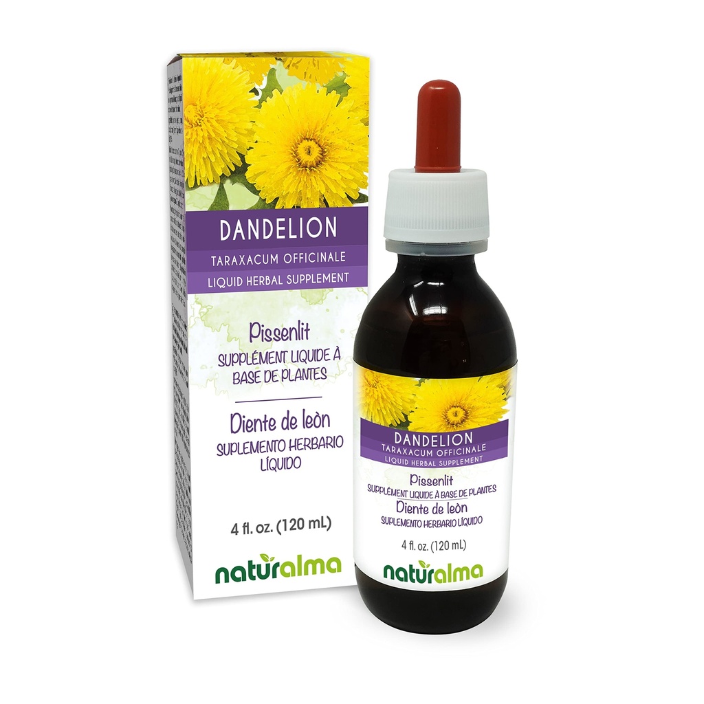 Naturalma Voikukka (Taraxacum officinale) Juuri ja yrtti Alkoholiton Tincture - 4 fl oz Liquid Extract in Drops - Herbal Supplement - Vegan