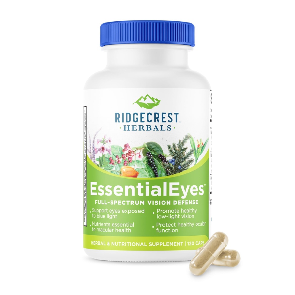 Ridgecrest Herbals EssentialEyes, Natural Eye Vitamin Supplements, Innehåller Lutein, Zeaxanthin, Bilberry Extract, stöder Eye and Vision Health (120 Vegan Caps, 30 Serv)