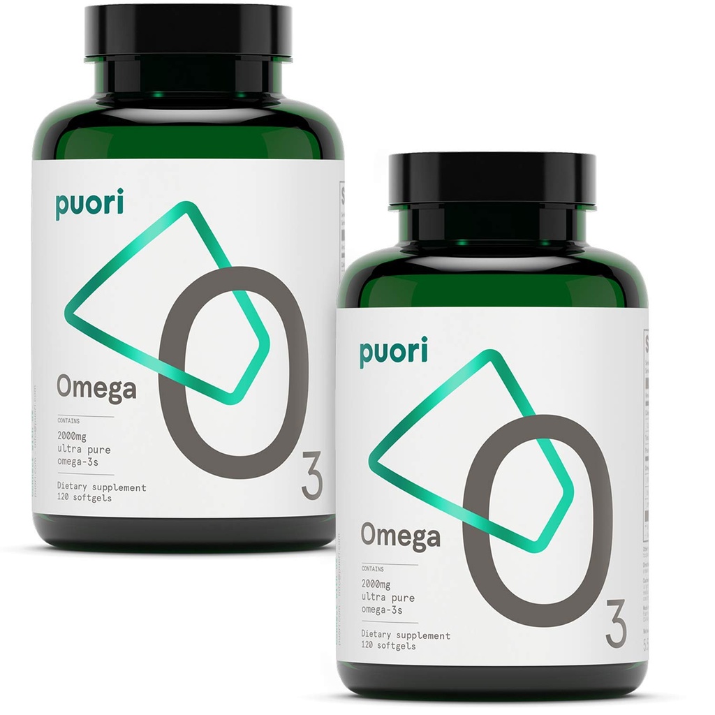 Puori Omega 3 Fish Oil Supplement - Ultra Pure & Burpless Wild Caught Fish Oil 2000mg Omega 3 rasvahapot,1250mg EPA & 500mg DHA tukee sydän, aivot ja silmät terveys - IFOS Certified - 240 Softgels