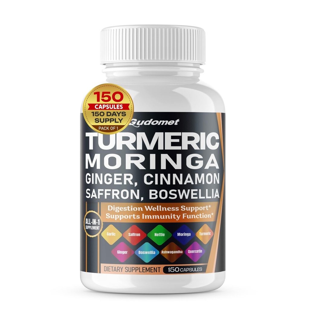 Turmeric Moringa Ginger Boswellia Quercetin kaneli Saffron Tart Cherry Odorless Valkosipulin nokkonen -150 kapselit- valmistettu Yhdysvalloissa