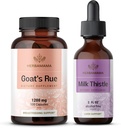 HERBAMAMA Goat's Rue and Milk Thistle Kit - Bundle of 1200 mg Goat's Rue Capsules & Milk Thistle Liver Detox Drops 2 fl oz - Vegaani, ei-GMO, sokeria & alkoholiton - 2 pakkaus