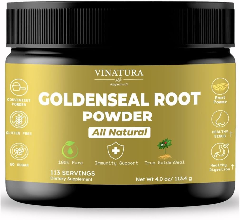 Goldenseal Root Powder - 4 oz, 113 portioner *USA Made & Tested * Pure Natural Goldenseal Root Powder Supplement