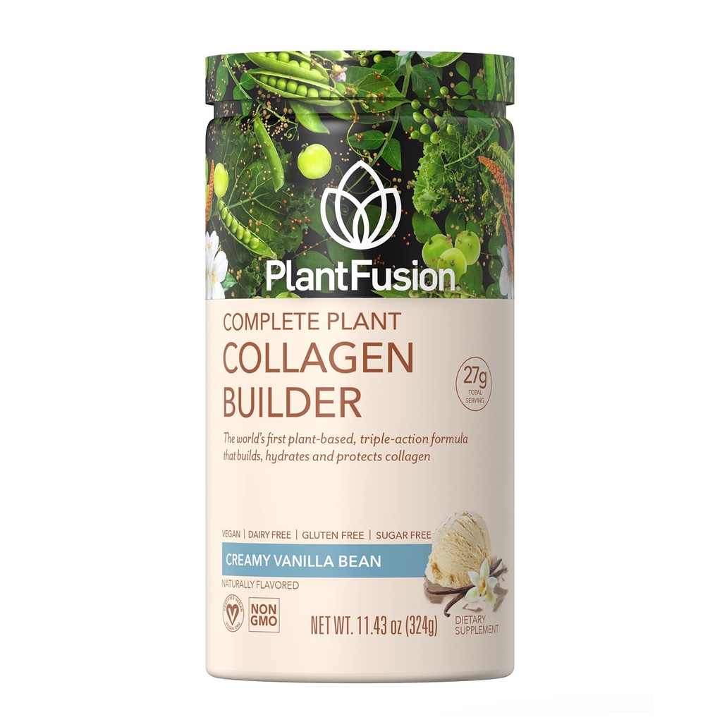 PlantFusion Vegan Collagen Powder - Plant Based Collagen Protein Powder for Muscle & Joins, Hair, Iho & Nails - Keto, gluteeniton, soijaton, Ei meijeri, Ei sokeria, ei GMO:ita - Vanilla 11.43 oz