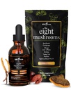 KIKI Green 8 Mushrooms Powder & Liquid Extract Bundle - Mushroom Supplement Complex för Focus & Energy - Lion's Mane, Chaga, Cordyceps, Turkiet Tail, Reishi, Shiitake, Maitake - 4 oz, 2 fl oz