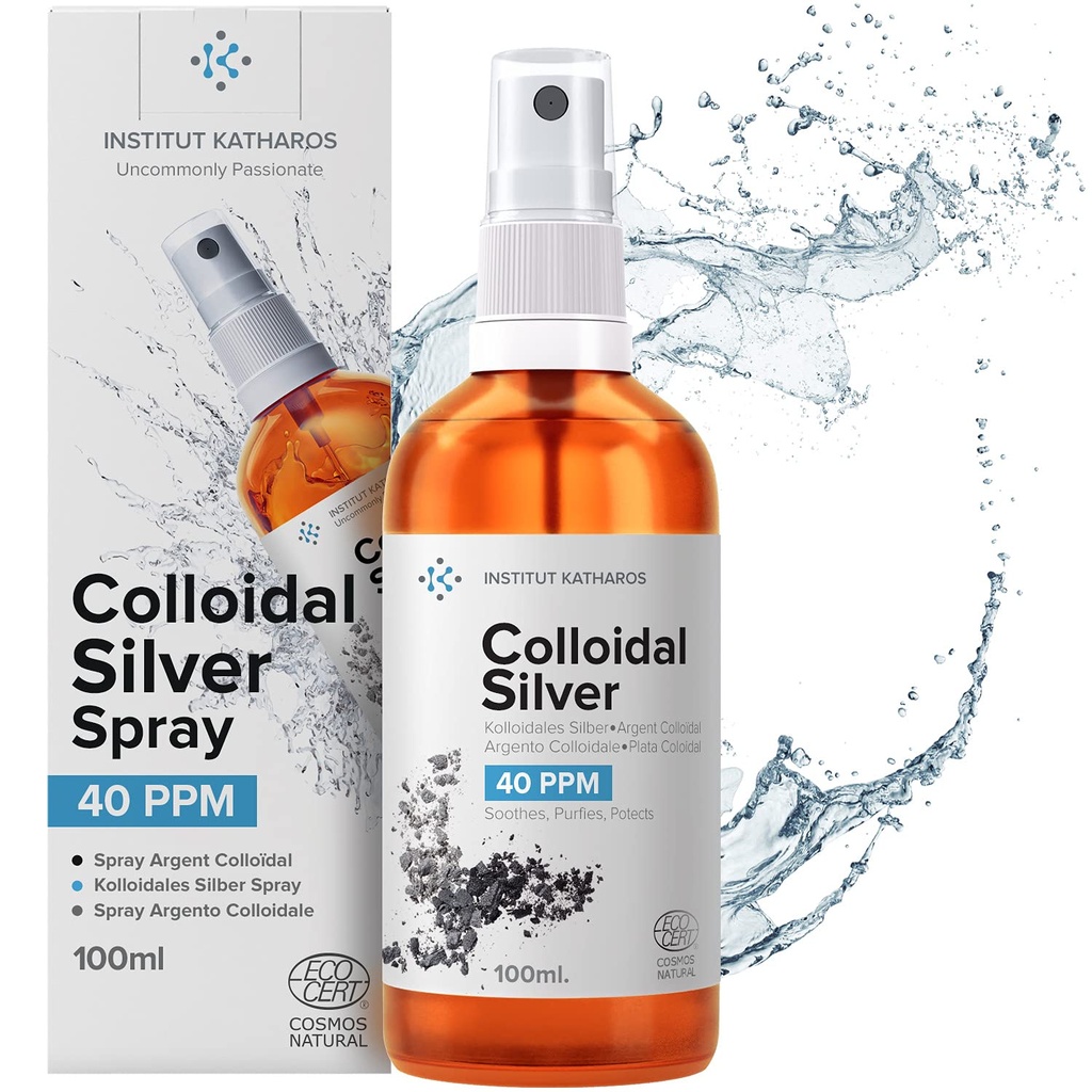 Kolloidinen Silver Liquid 3.4 fl oz Spray ● Bioaktiivinen Hydrosol Silver Water ● Natural Nano Sol Supplement Solution ● Ionic Minerals 40 PPM ● Organic Structurated Kolloidinen Spray