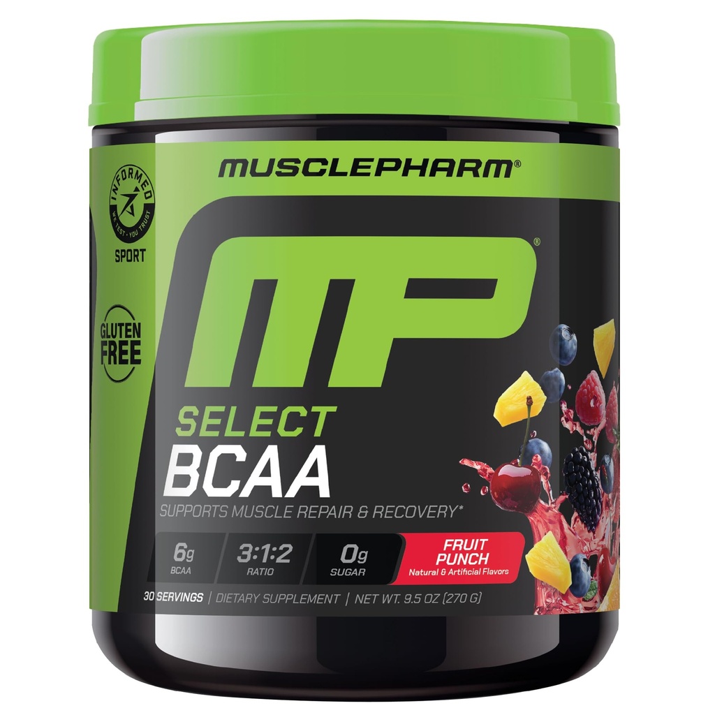 LihasPharm Essentials BCAA Powder, Pre &amp; Post Treout Recovery Drink, tukee lihasten Recovery & Energy, Essential Aminohapot, 30 Palv, Hedelmät Punch