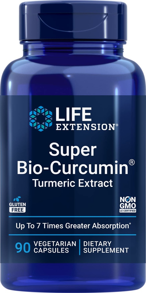 Life Extension Super Bio-Curcumin Turmeric Extract 400mg, 90 Veg Caps - Vegetarian Capsules - Icke-GMO - Högt Absorberbart
