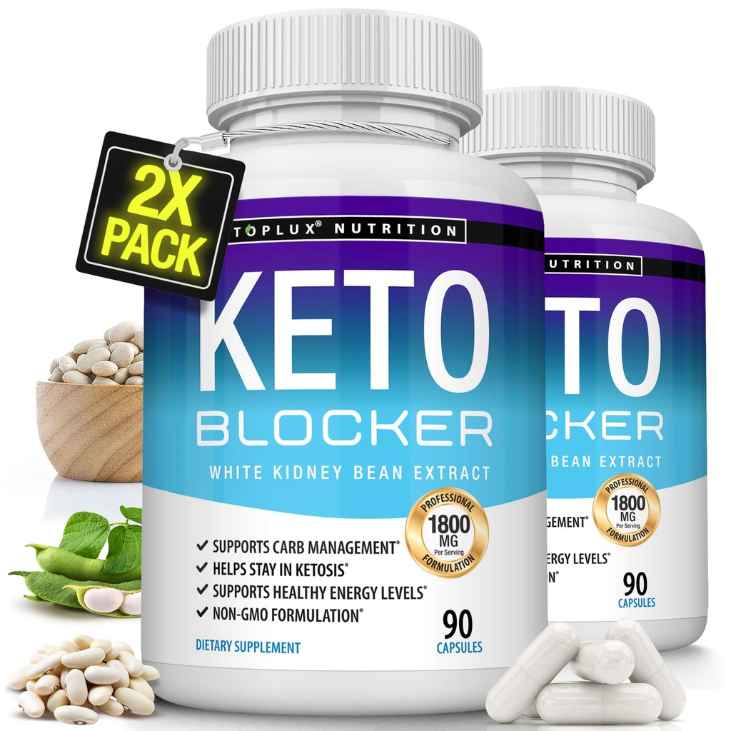 Toplux Keto Blocker pillereitä valkoinen munuais Bean Extract - 1800 mg luonnollinen Ketoosi, tuki Keto ruokavalio, miesten naisten, 90 kapselia, täydentää