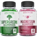 Supergreen & Magnesium Gummies - Magnesium auttaa lihasten takaisin, herkullisia Supergreens kanssa Pinaatti, Parsakaali, Punajuuret, vihreä tee, & Acai immuniteetin tukea- 60 Gummies
