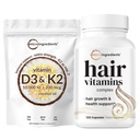 Micro Ingredients D3-vitamiini 10 000iu + K2 200mcg Coconut Oil Softgels & Hair Vitamiinit Complex Kapselit Bundle 2 Pack 