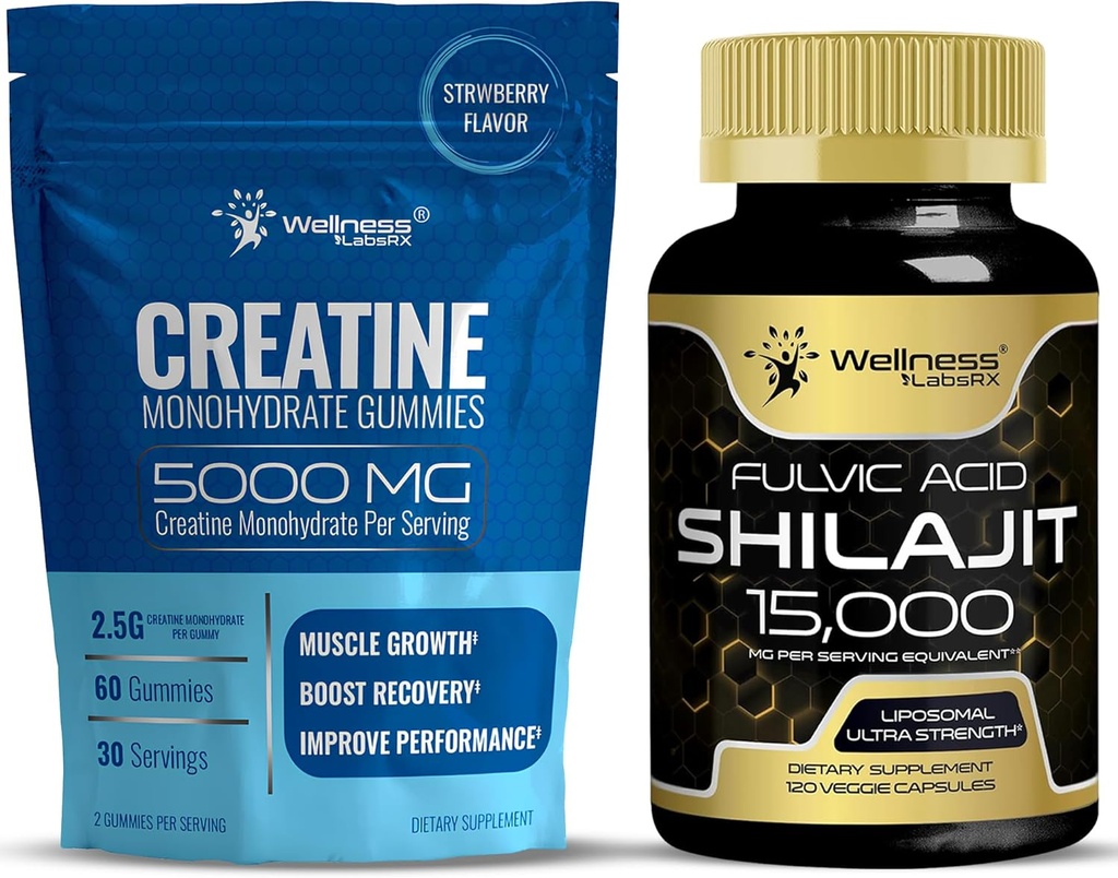 WELLNESS LABSRX Creatine Gummies ja Shilajit Kapselit