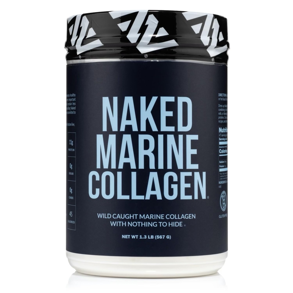 NAKED Marine Collagen Peptides Protein Powder - Mautonta - Wild Caught Cod - Paleo Friendly, Ei-GMO, soija-vapaa, Gluteeniton - 47 Tarjoilut