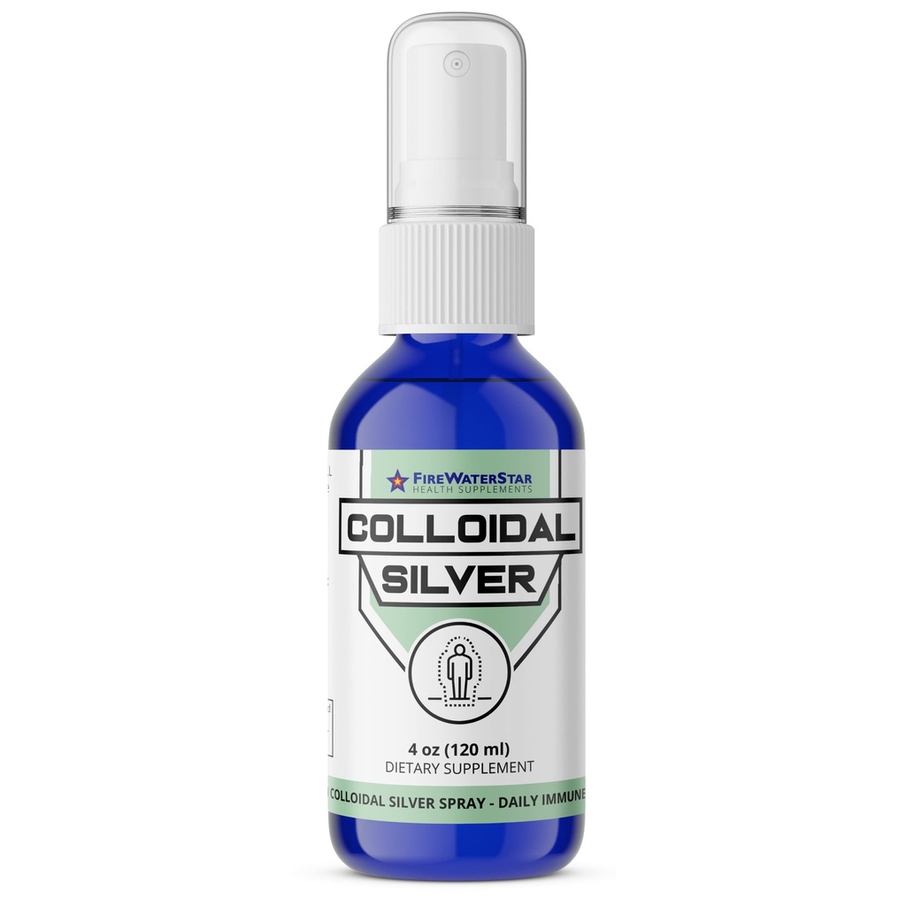 FWS Colloidal Silver Spray - 4 oz - Clear Silver - 50 ppm - 99,99% Pure Silver - Daglig immunstöd