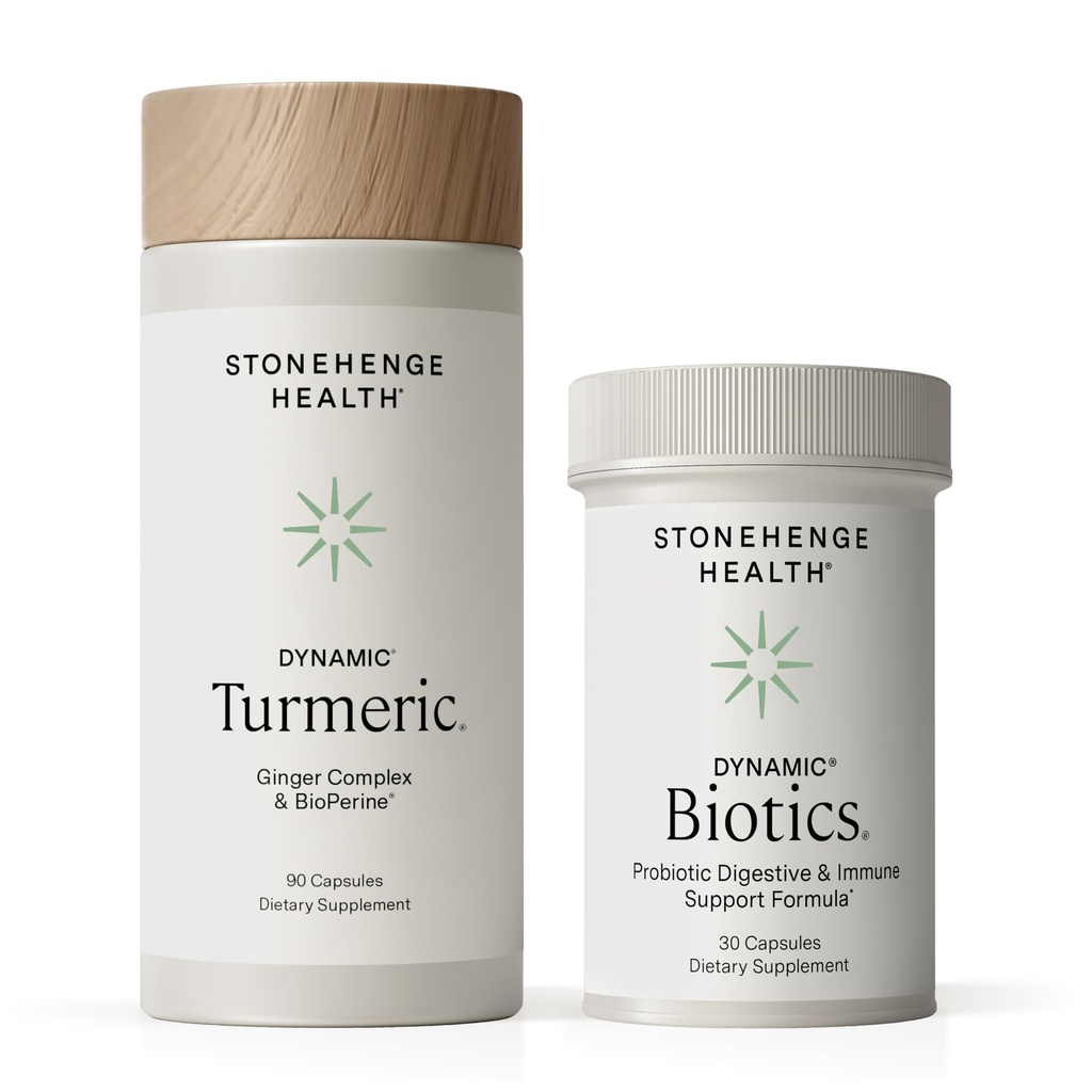 Stonehenge Health Dynamic Turmeric, Dynamic Biotics Probiootti: nivelet ja digestio Tuki Bundle