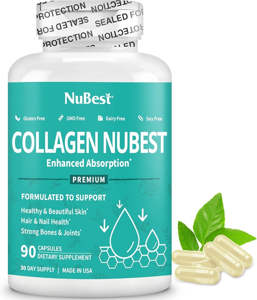 NuBest Collagen Super Collagen Peptides - elvyttää ihon, hiukset ja kynnet - Bone & Joint Strength - Kauneus Collagen Formula miehille & naisille - 1500 mg per tarjoilu 1 kuukausi Supply