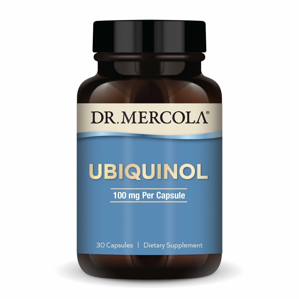 Tohtori Mercola Ubiquinol - 100 mg Ubiquinol - Tukee energiantuotantoa - Antioksidantti täydentää - ei-GMO, Gluteeniton & soija-vapaa - 30 kapselia (30 tarjoilua)