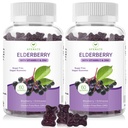 AFXMATE Sambucus Musta Elderberry Gummies sinkkiä ja C-vitamiinia aikuisille Lapset Immuuni tuki, sokeriton 120 kreiviä
