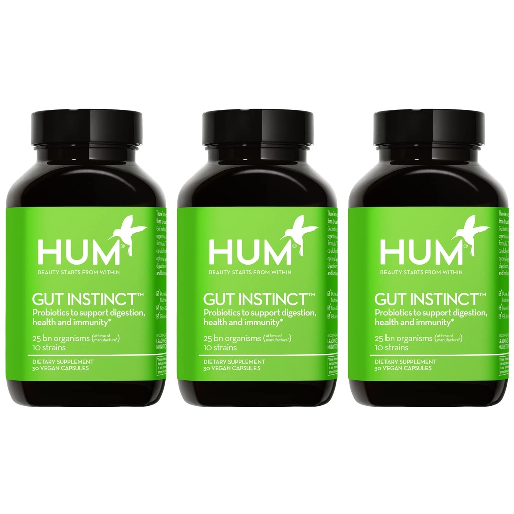 HUM Gut vaisto Daily Probiootit naisille ja miehille, Ruoansulatuskanavan, Lactobacillus, Bifidobacterium kanta immuunitukea, Probiootti täydentää terve Gut Diversity, 90 kapselia