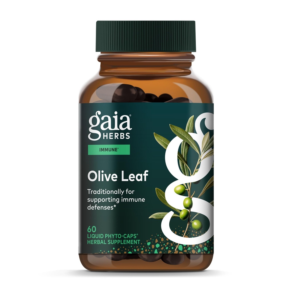 Gaia Herbs Olive Leaf - Traditionell Immunhälsa Support - Immunsystem Tillägg med Olivblad Extrakt & Oleuropein * - 60 Vegan Liquid Phyto-Caps (30-dagars leverans)