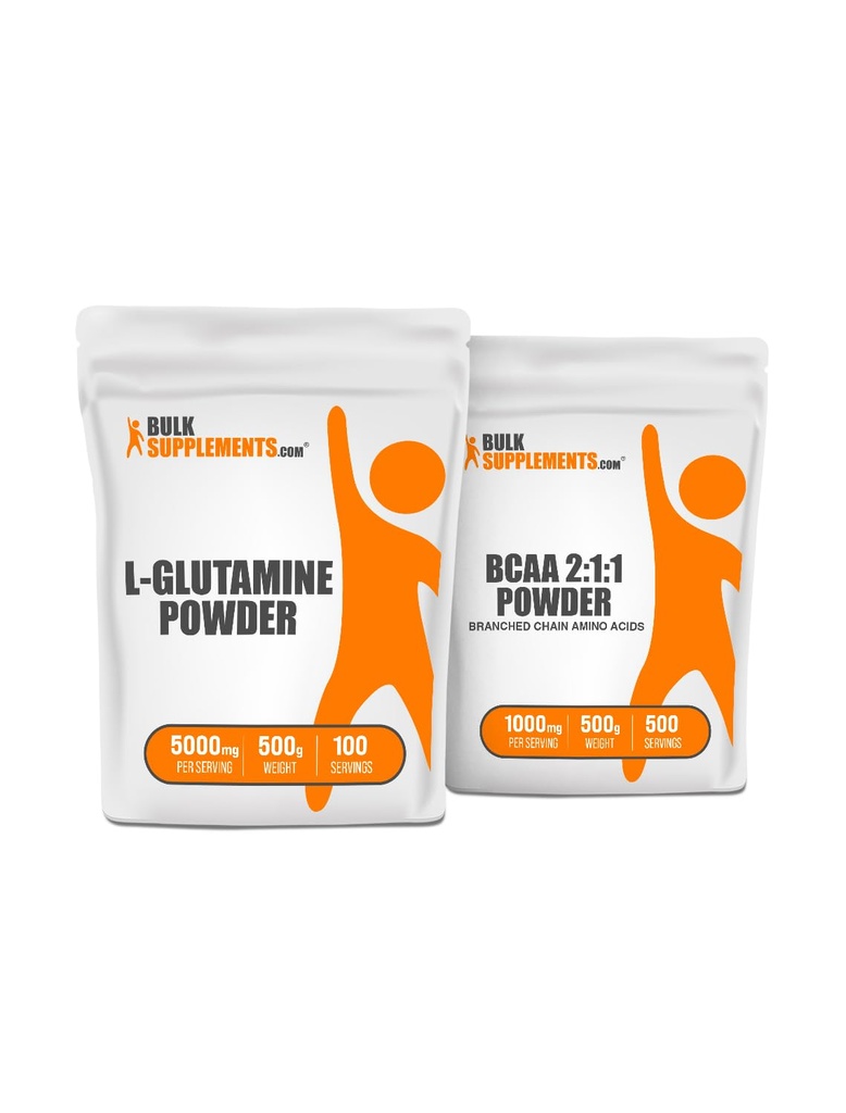 BulkLisät L-glutamiini 500g + BCAA 2:1:1 500g Bundle