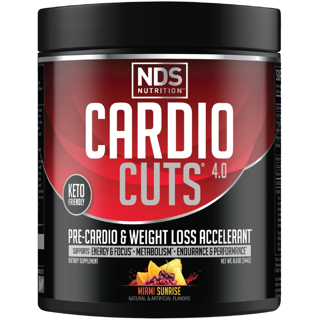 NDS Nutrition 4.0 Pre Trenout Supplement - Advanced Painonlasku ja Pre Cardio Formula L-karnitiini, CLA, MCTs, L-glutamiini, ja Safloriöljy - Miami Sunrise (40 Servings)