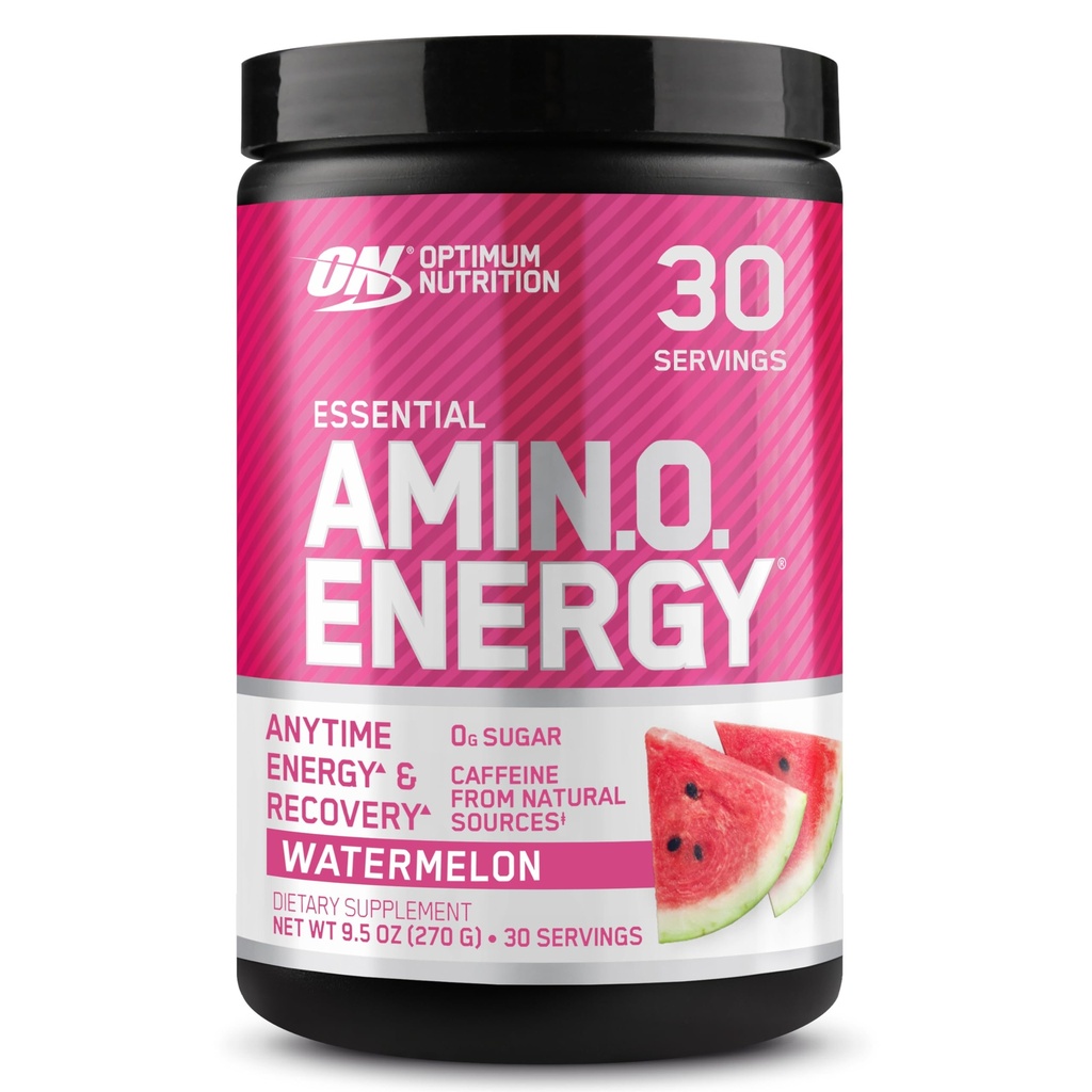 Optimum Nutrition Amino Energy - Pre harjoitus Green Tea, BCAA, Aminohapot, Keto Friendly, Green Coffee Extract, Energy Powder - Watermelon, 30 Tarjoilut (Pakkaus May Vary)