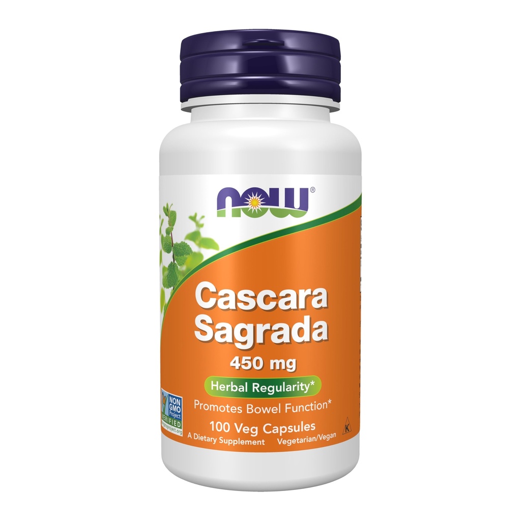 Now Foods Supplements, Cascara Sagrada (Rhamnus purshiana) 450 mg, Herbal Säännöllisyys*, 100 Veg kapselia