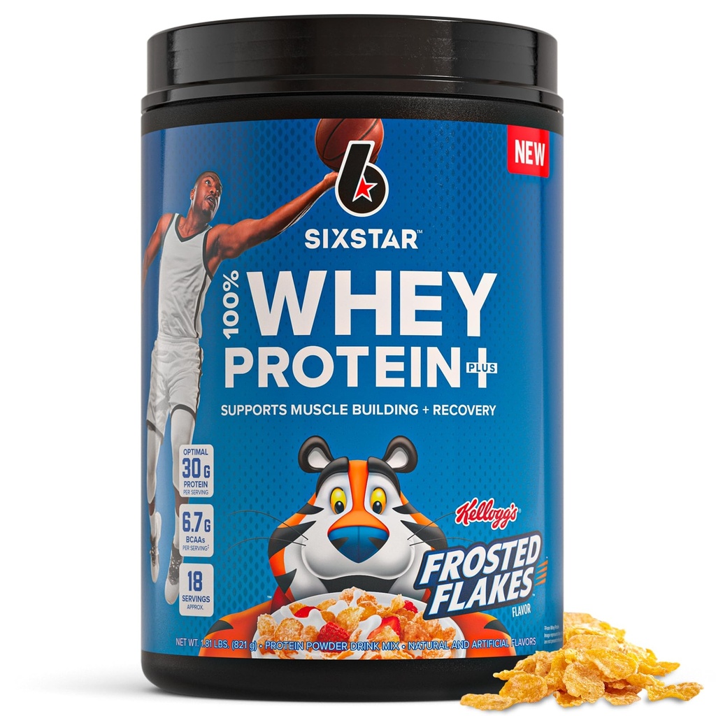 Six Star Whey Protein Powder Plus - Lihas Building & Recovery Formula Whey Isolate Powder, BCAAs, 30g Protein, Immuuni Support - Post-Workout täydennysosa - Kellogg
