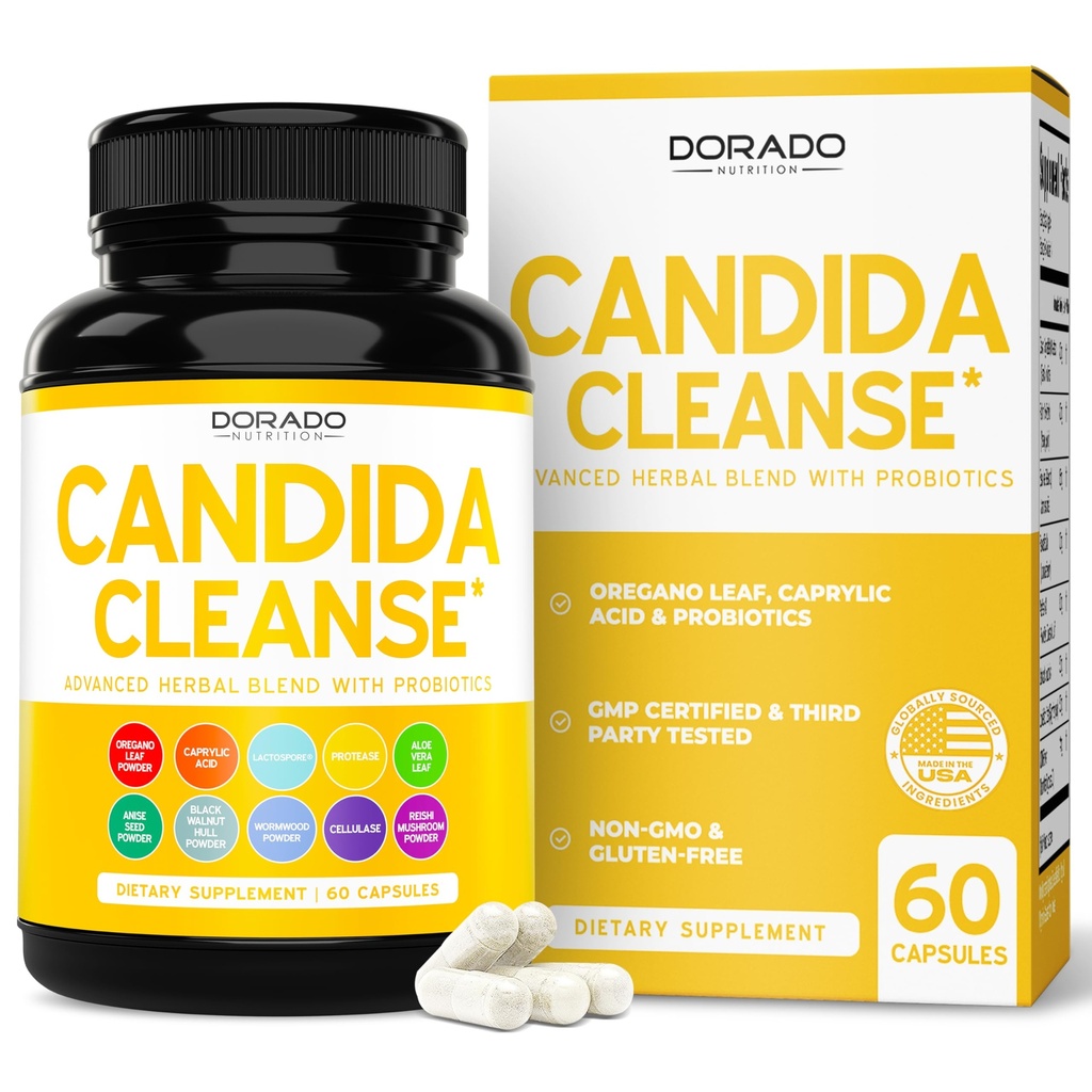 Candida Cleanse Detox (60 greve) Avancerad 11-i-1 Formel för överväxtbehandling med Candida Killer Complex för män och kvinnor - Tredje part testad - Made in USA