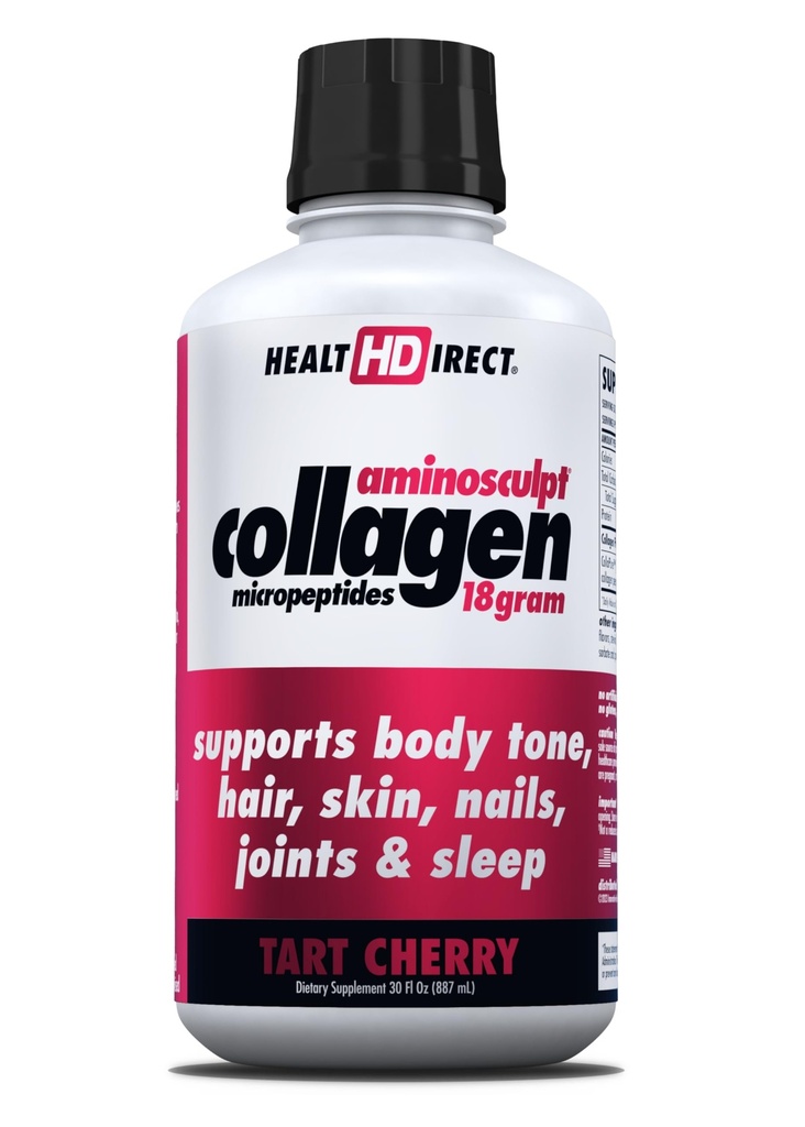 TERVEYS SUORA Amino Veistos Sokeri-vapaa Collagen täydentää - High Potency Medical-grade Protein hiukset, iho, kynnet & nivelet, Grass-Fed, ei-GMO, Liquid Collagen - Tart Cherry - 30 Fl Oz