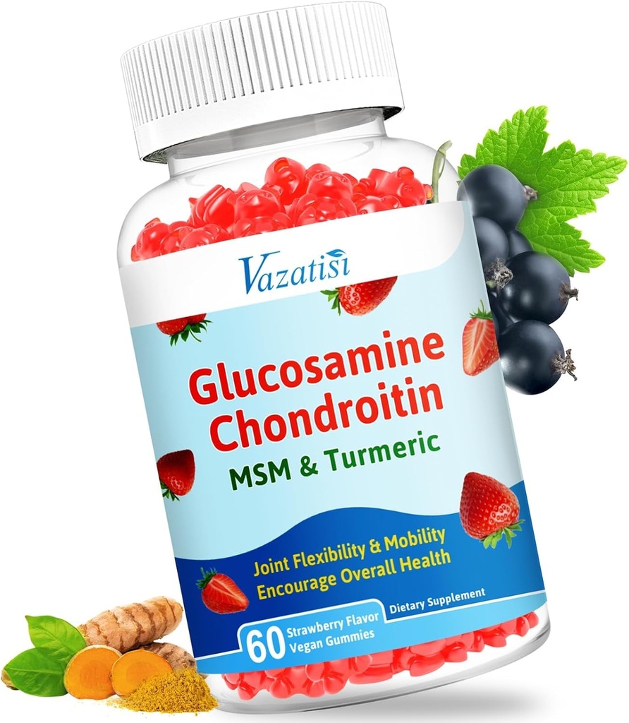 Korkea Biosaatavissa oleva Glukosamiini Chondroitin Gummies with Turmeric & MSM, Boswellia -Joint Support Supplement - Cartilage Support, Joustavuus & Strength - 60 Gummies