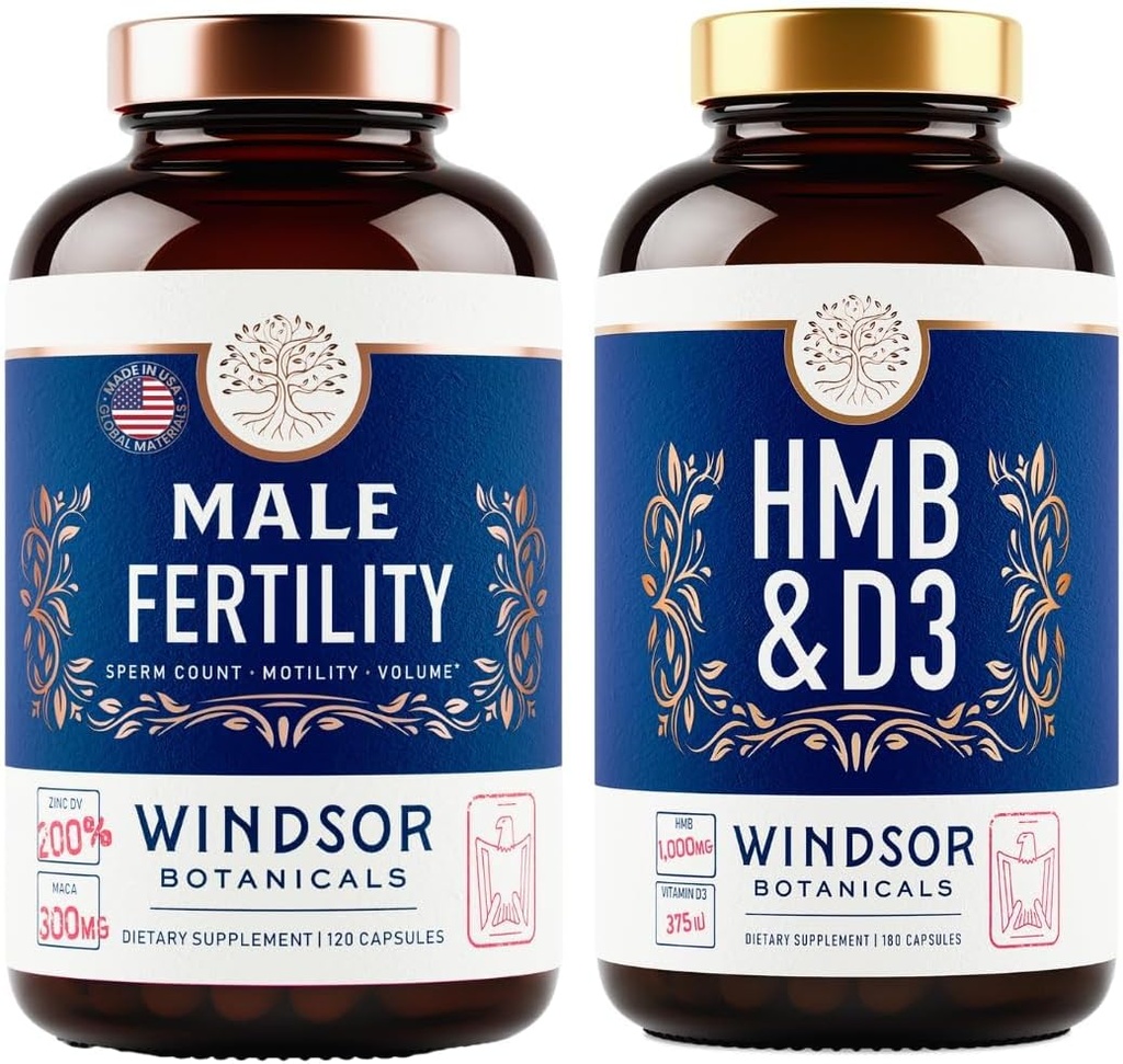 WINDSOR BOTANICALS HMB D3-vitamiinia ja kalsiumia ja miesten hedelmällisyyttä tukea Bundle