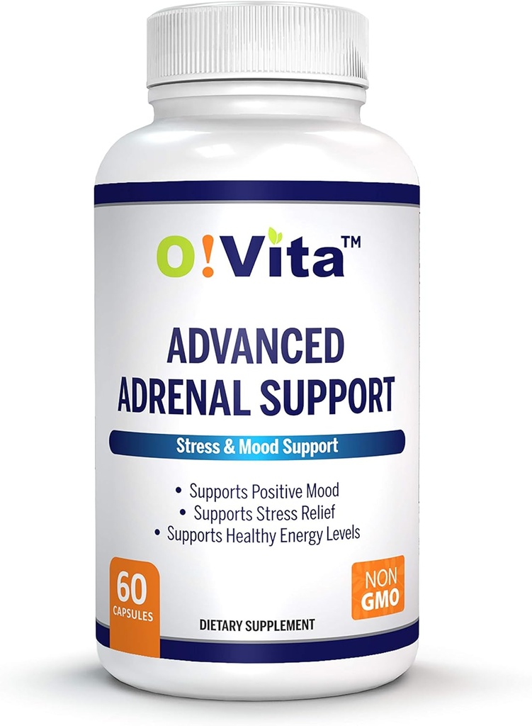 Advanced Adrenal Support with Ashwagandha, Panax Ginseng, tukee Adrenal Gland Health 2-kuukautinen tarjonta (60 non-GMO-kapselit)