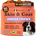 Natural Dog Company Skin & Coat Supplement for Dogs Omega 3 Salmon Oil, Biotin & Vitamiini E Tuki Kiiltävä turkki, Terve iho & Normaali kuori, edistää mukavuutta satunnaisesta kutina, 90