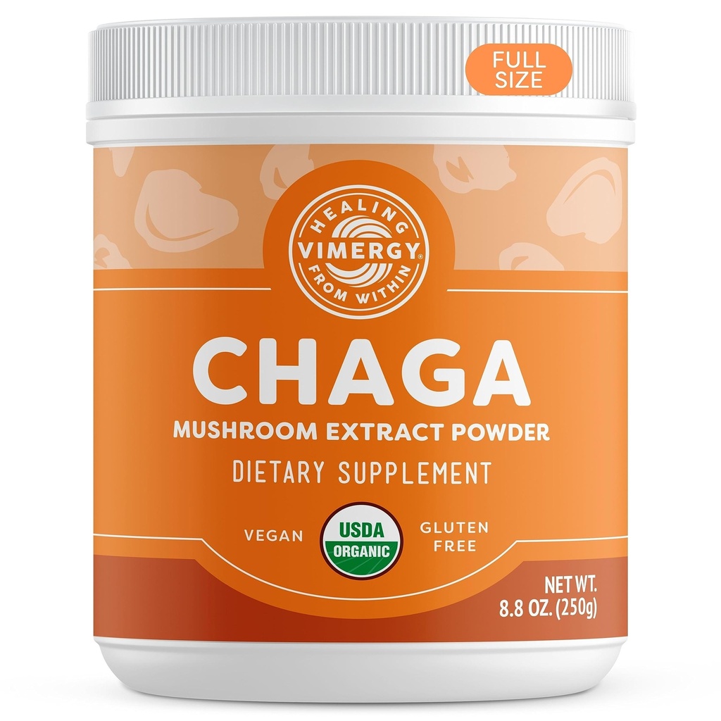 Vimergy USDA Organic Wild Chaga Mushroom Extract Powder, 166 Tarjoiluja ... Ihanteellinen Chaga Tea, Coffee, Smoothies ...