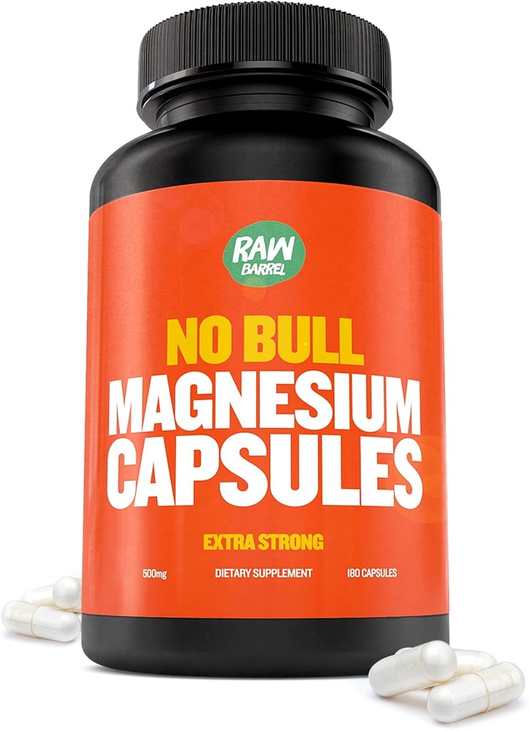"No Bull" Magnesium kapslar, Unique Magnesium Citrate och Oxide Formel för sömn och avkoppling, Magnesium piller för att förebygga muskelvärk och spasmer, Magnesium Oxide Citrate, 500 g