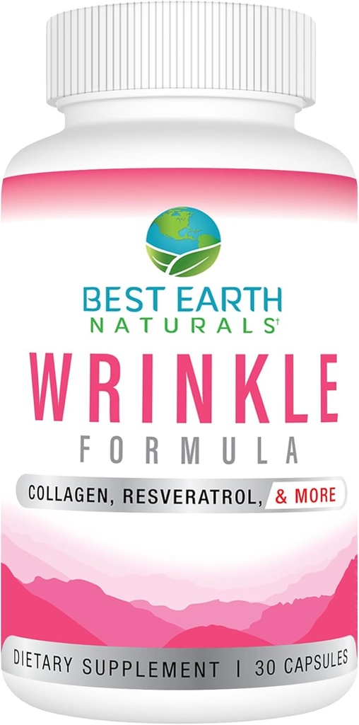 Best Earth Naturals ryppy Formula Hyaluronic Acid, Niasinamidi, Multi-vitamiini, Kollageeni naisille tai miehille - ihon vitamiinit täydentää -30 päivän tarjonta (30 kapselia)